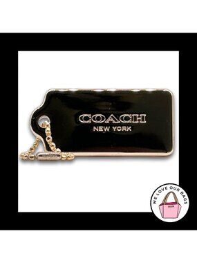 New COACH NEW YORK Hang Tag Bag Charm Keychain Fob Gold Brass Thick Metal 2.25"